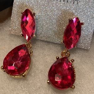 Bright Pink Crystal Drop Earrings